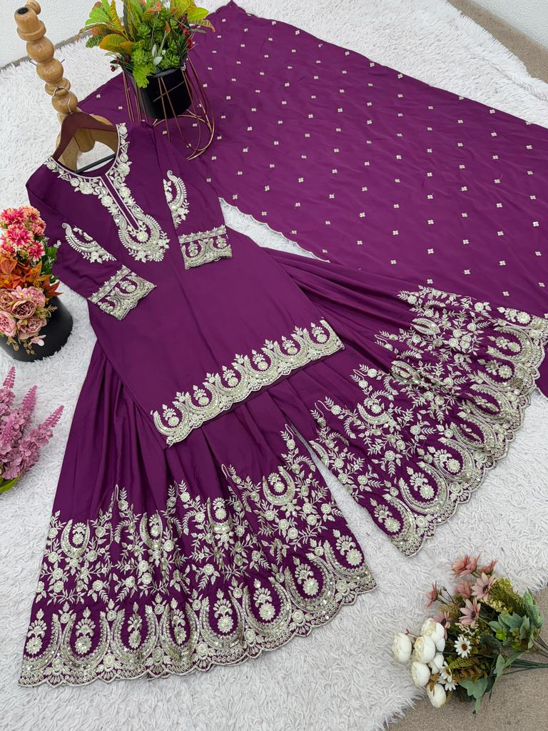 Costum Sharara Salwar de Petrecere de Designer pentru Femei Bollywood Salwar Kameez Indian Pakistani