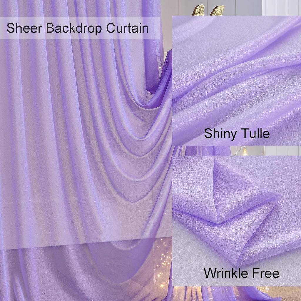 White Sheer Chiffon Backdrop Curtains, Wedding Backdrops Drapes for Birthday Party Photo Back Drop Background Home Decorations
