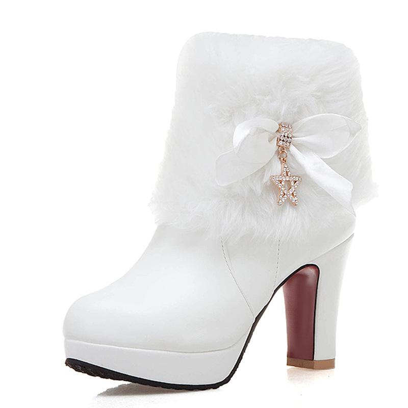 Batai moteriški rudens ir žiemos nauji trumpi batai Europos ir Amerikos vandeniui atsparus padelis aukšti kulniukai moteriški batai didelio dydžio moteriški batai