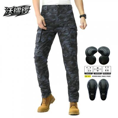 Mens Tactical Motorcycle Riding Pants With Crash Protection Pads Desert Camo Blue Use