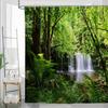 Transform Your Bathroom with this Waterproof Shower Curtain Featuring a Lush Forest Waterfall for a Relaxing Ambiance