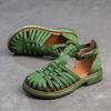 Johnature Sandali intrecciati traspiranti scavati Scarpe da donna in vera pelle stile romano retrò