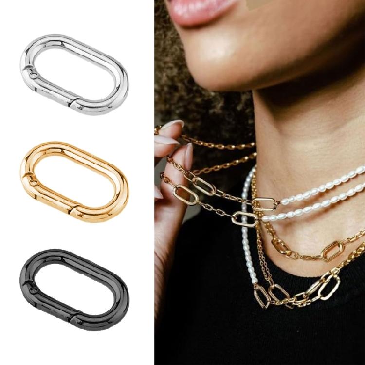 10PCS Oval Clasps Jewelry Finding Jewelry Clasps Keychain Clasp Keychain Attachments Brass Texture Perfect for Jewelry