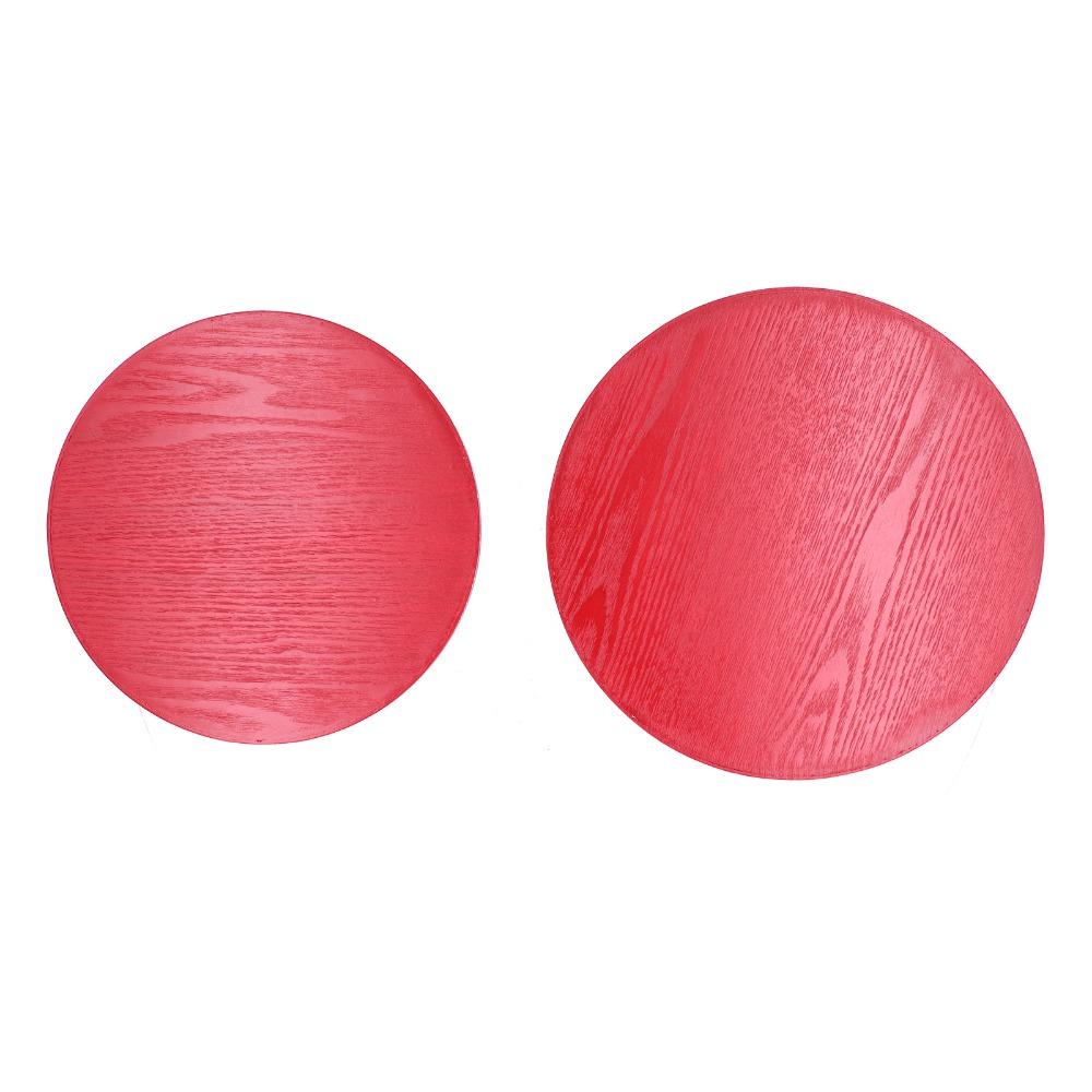 2Pcs Wood Serving Platter Wood Grain Circular Tray Simple Display Tray Vanity Storage