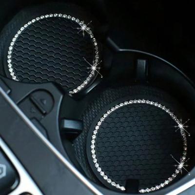 2 Stück-Strassstein-Dekor Anti-Auto-Getränkeuntersetzer