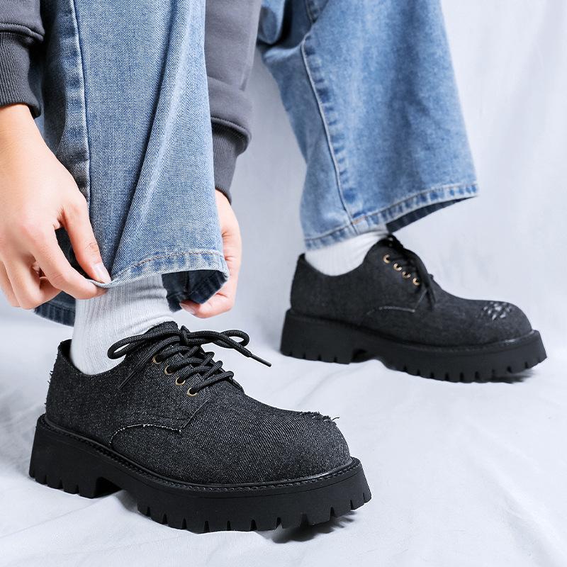 Leather shoes men's autumn design sense niche derby shoes trend casual platform big head shoes 9260-R