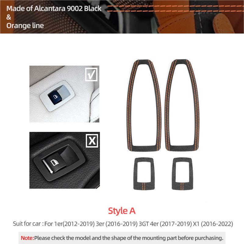 For BMW X1 F48 F20 F30 F30 F34 Made of Alcantara Window Switch Lift Panel Trim Performance 4pcs Sticker Car Interior Accessories