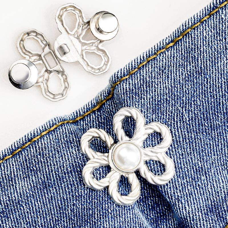 Verstellbarer Taillengürtel mit sechsblättriger Blume – nahtlos, abnehmbarer Knopf zum Festziehen der Hose