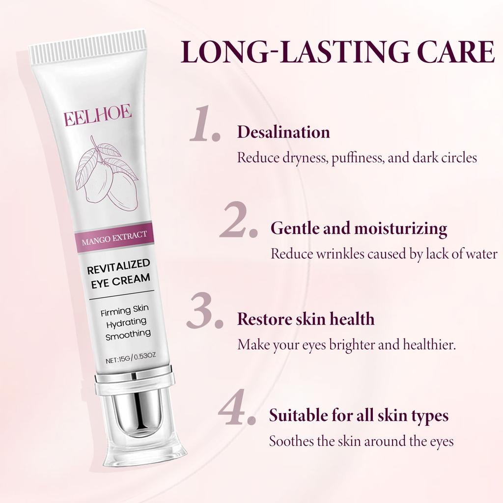 Mango Eye Cream Gentle Nourishing Formula for Elastic Soft Delicate Eye Area Skin Hydrating Revitalizing Treatment with Natural Extracts