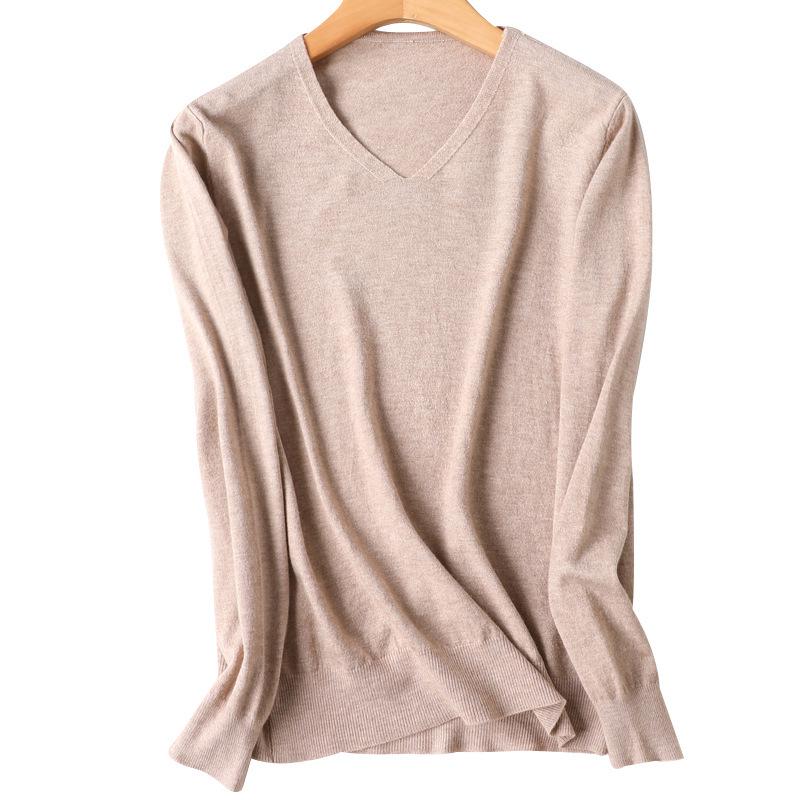 Women's Early Autumn V-Neck Long-Sleeve Loose Pullover Sweater