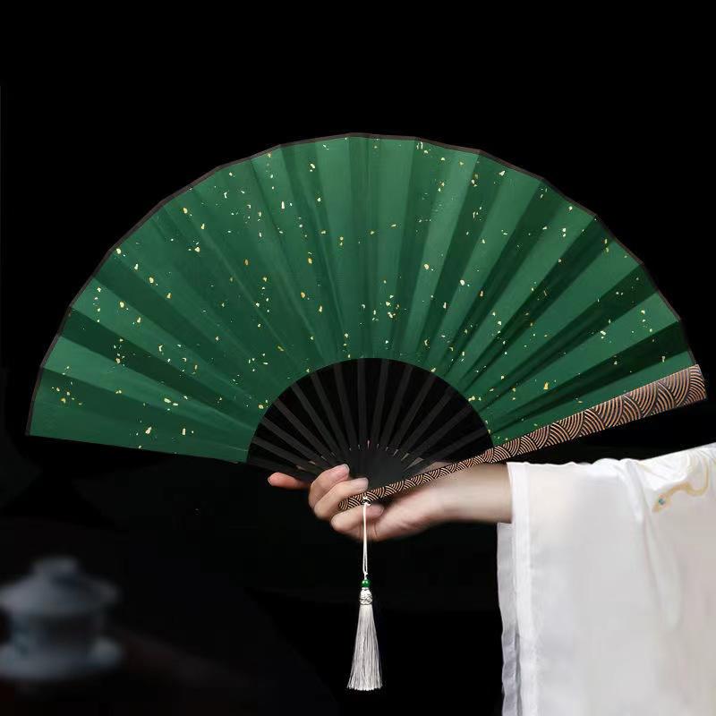 solid color large folding fan- Bamboo and wood on canvas hand fan Outdoor Portable Folding Fan Home Decor Crafts lettering gift