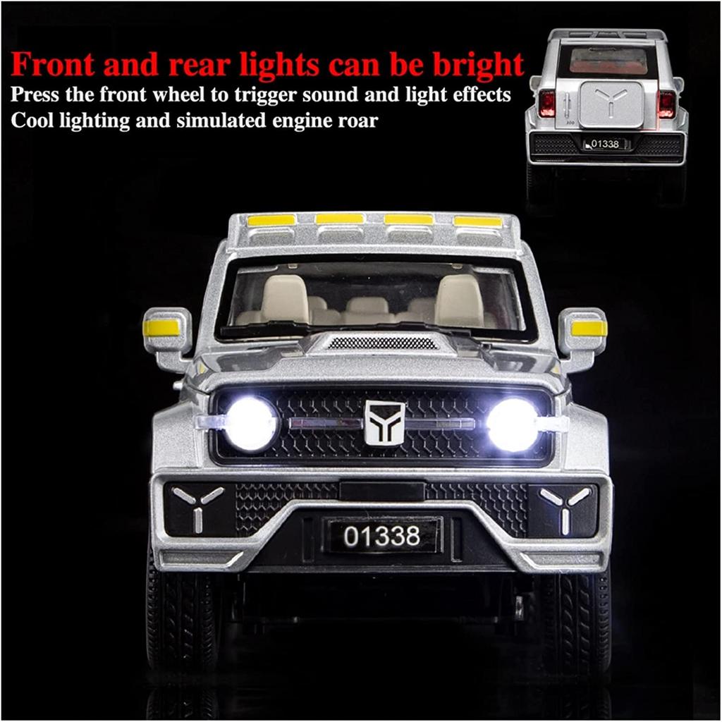 1/24 Scale Jeeps Wrangler Tank 300 Diecast Car Model Toy, Pull Back Toy Vehicle with Sound and Light for Kids Toddler Boys Girls Gift Collection