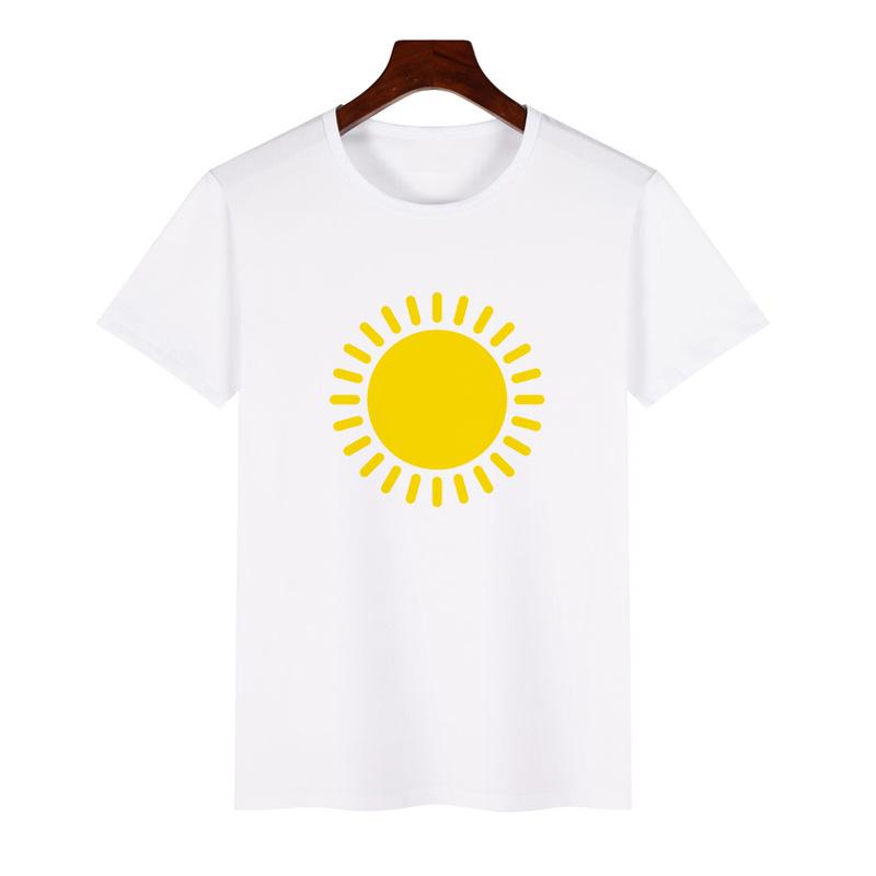 Trendy ShortSleeved Unisex Tshirt Sun Pattern Print Casual Polyester ParentChild Matching Summer Fashion Top for Boys Girls