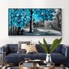 Modern Abstract Blue Leaves Oil Painting Print On Canvas Nordic Poster Wall Art Picture For Living Room Home Decor