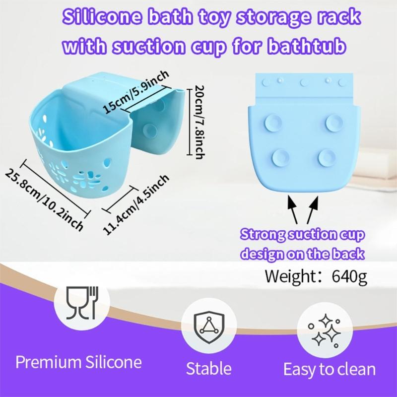 Tubside Bath Storage Basket, Perforated Plastic Bathroom Basket for Drainage and Direct Access Bath Item Holding Area