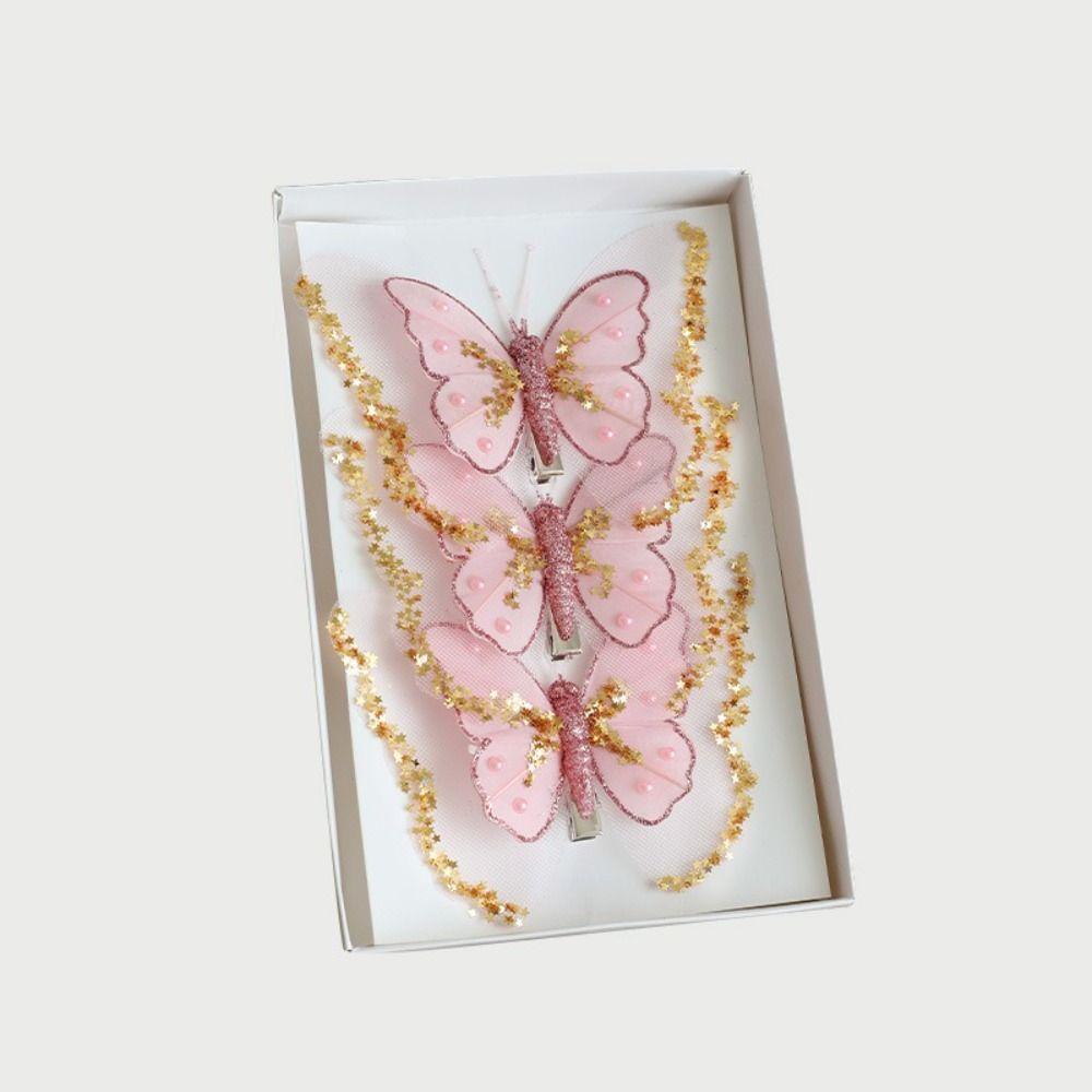 Simulation Butterfly Christmas Glitter Butterfly Ornament Party Supplies