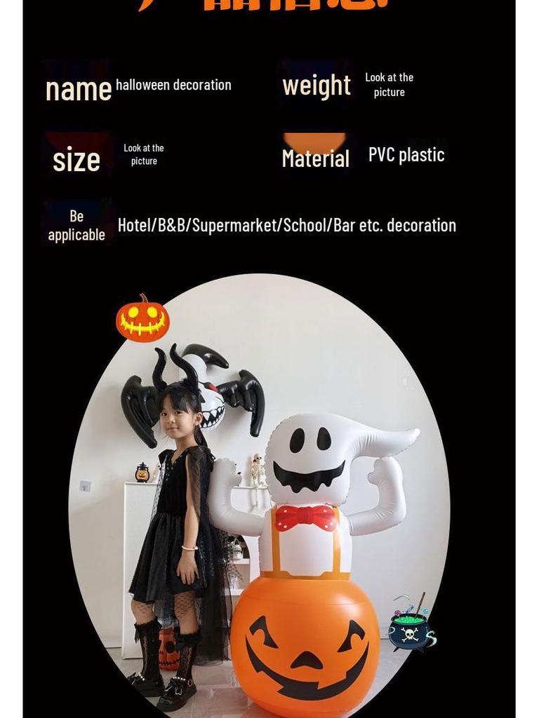 Halloween Inflatable Pumpkin Ghost Lantern Decoration Ornaments Costume Headwear