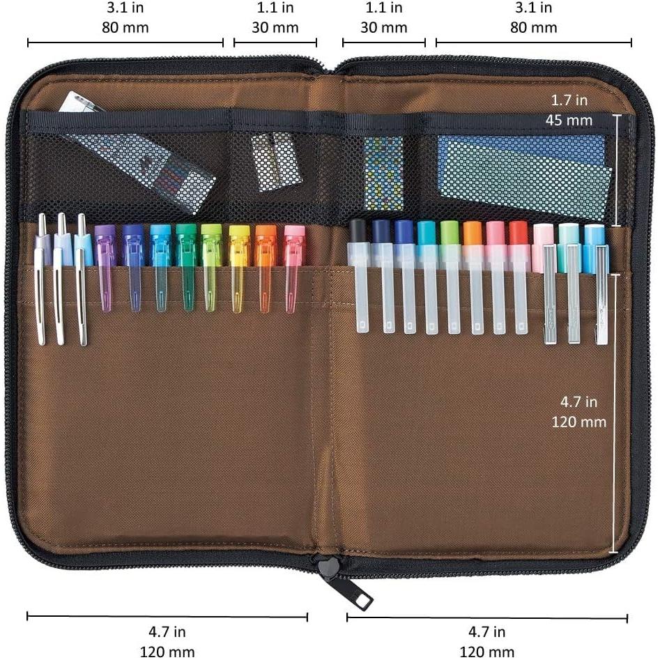 [Lihit Lab] Flat Pen Case - Black Pen Holder, Slim and Stylish