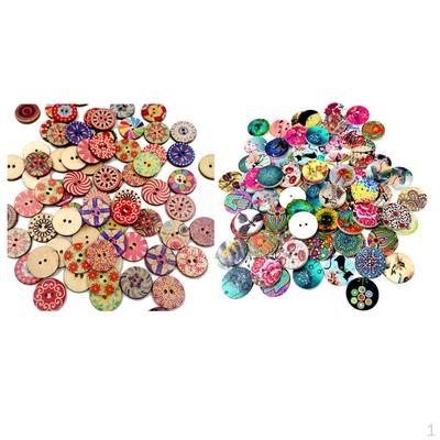 200 Pieces Vintage Wooden Round Buttons Sewing Handmade DIY Scrapbooking