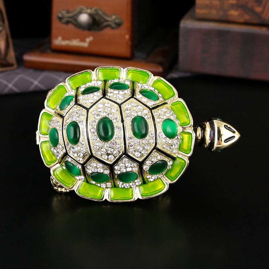 Light Luxury Enamel Color Diamond-encrusted Turtle Jewelry Box, Jewelry Storage Box, Magnetic Flip Cover, Dust-proof Jewelry Box, Home Ornament.