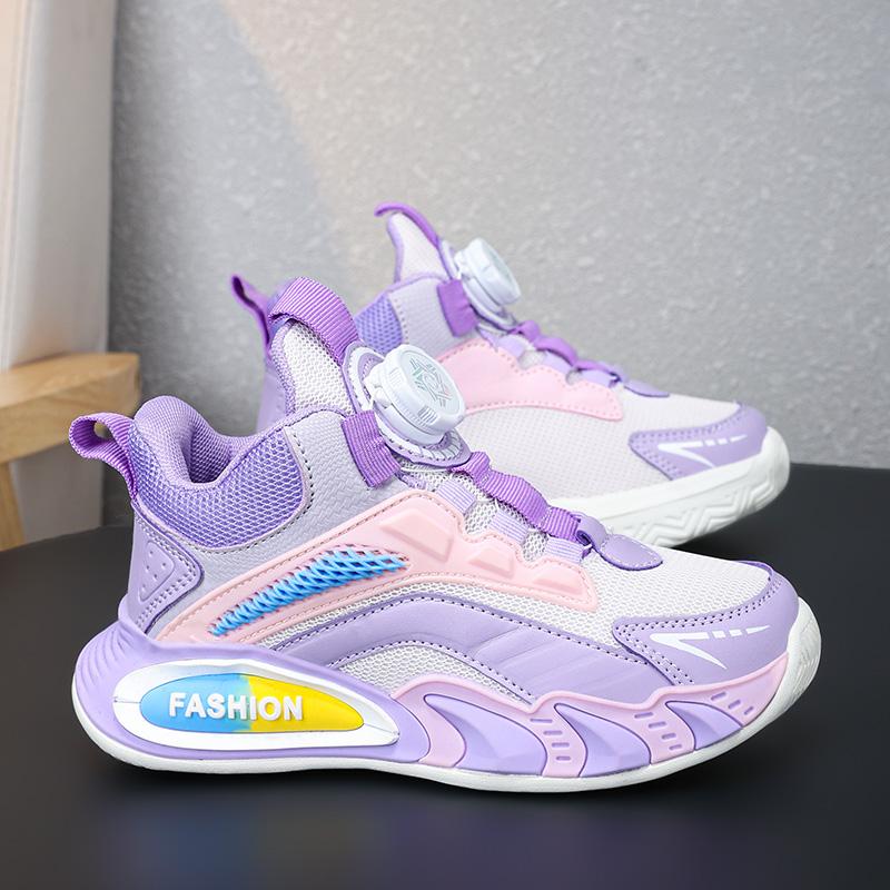 Pantofi sport pentru copii de primăvară/toamnă Pantofi sport pentru fete la modă Pantofi sport pentru băieți cu buton rotativ Pantofi sport pentru fete cu talpă groasă