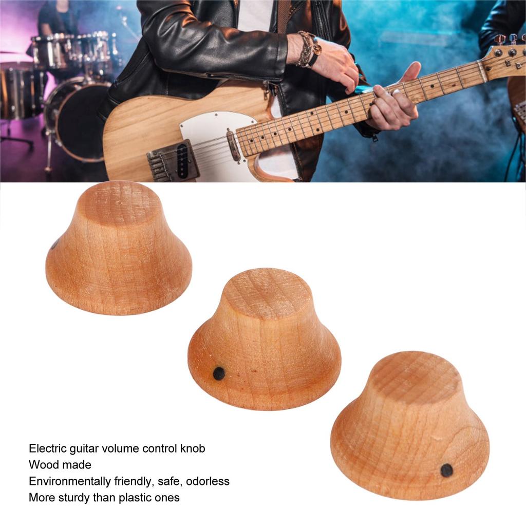3 Pieces Electric Guitar Knobs, Wooden Guitar Volume Control Knobs, Professional Accessories (Maple)