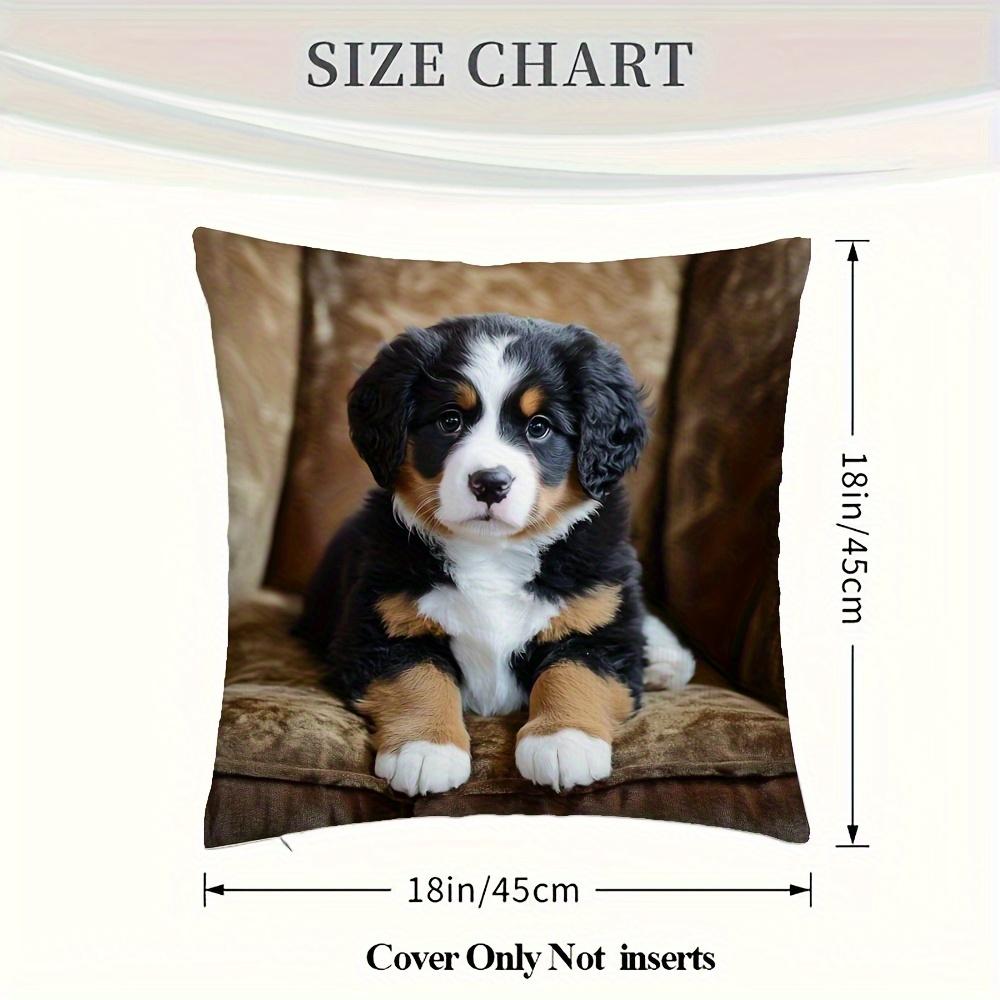 A Bernese Mountain Dog Puppy Pillowcase Cute Dog Design Polyester Fabric For Sofas, Beds, Cars, Living Room Cushion Cover