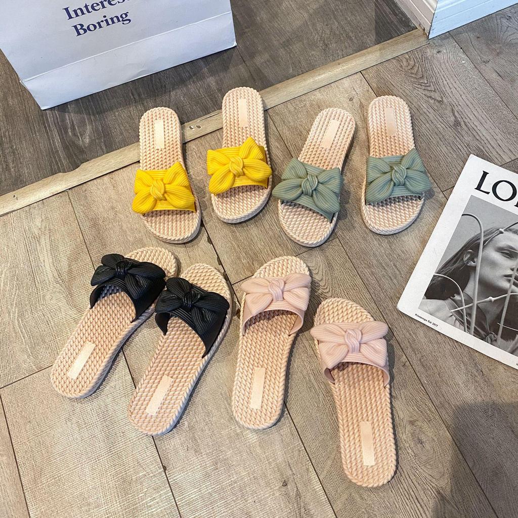 Women's Soft Bow Strap Indoor/Outdoor Flat Slippers