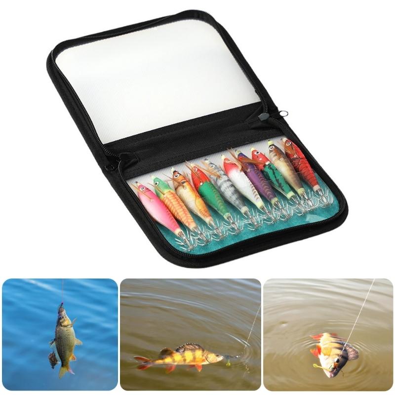 10Pcs Luminously Squid Jigs Hook Fishing Lures Baits Hard Artificial Shrimp Baits with Hook Hard Night Fishing Baits