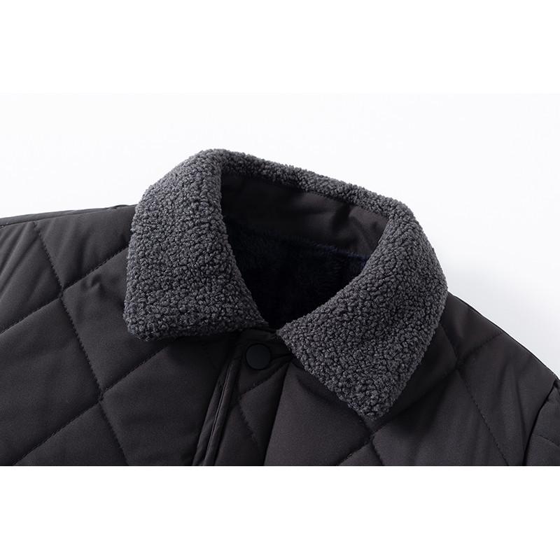 Men's Fleece-Lined Lapel Cotton Jacket - Casual, Warm Outerwear for Middle-Aged and Elderly Dads