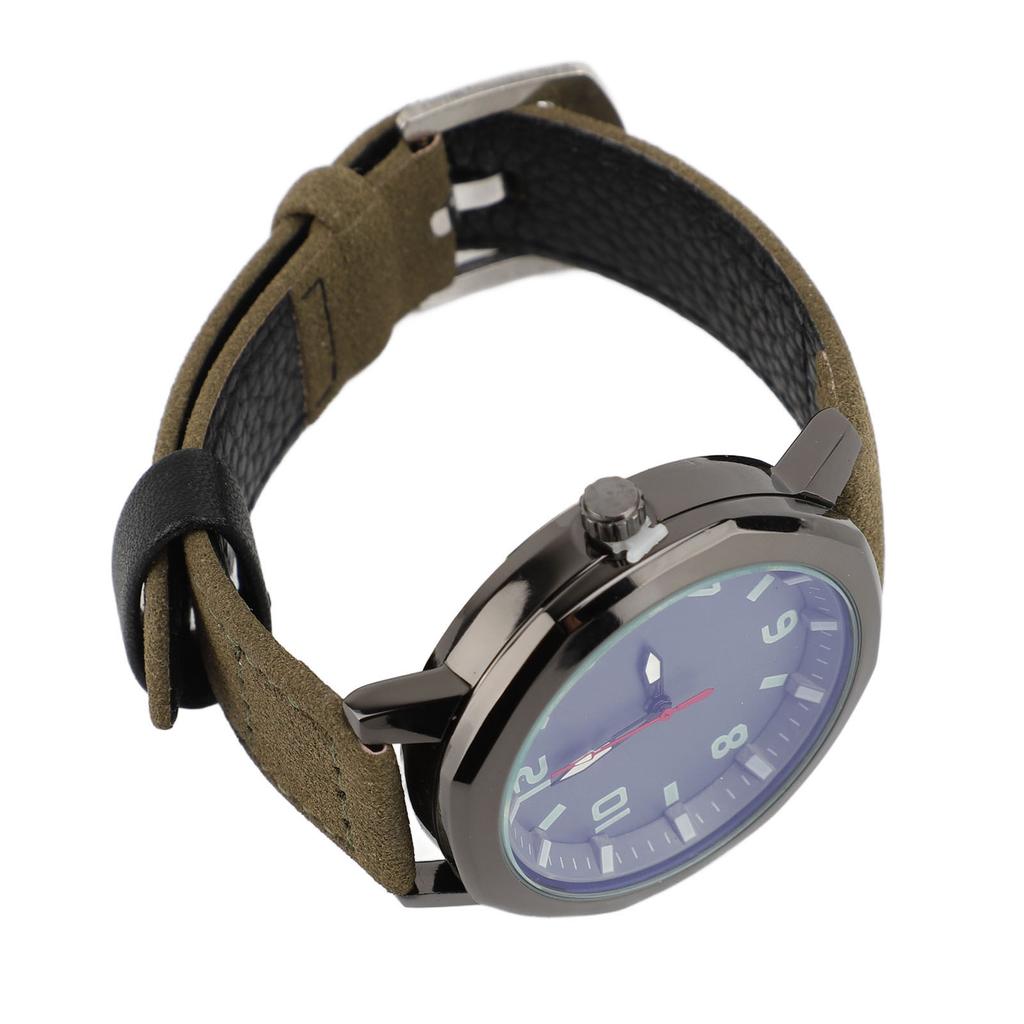 Men Analog Watch Fashion Casual PU Leather Strap Round Face Mineral Glass Easy Reading Quartz Wrist Watch for Indoor Outdoor Activities