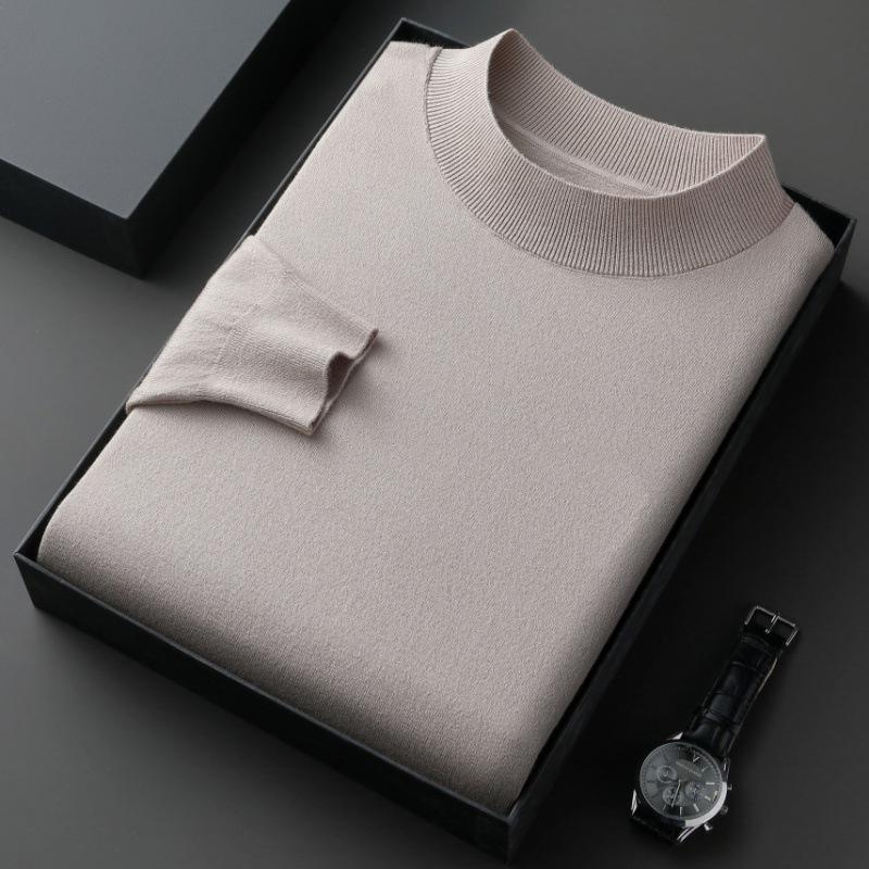 Men S Casual Loose Half Turtleneck Long Sleeve Knit Sweater For Spring Autumn