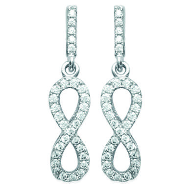 [L3727] - Silver 'Infini' Silver Earrings (rhodium-plated) - 23x5 Mm