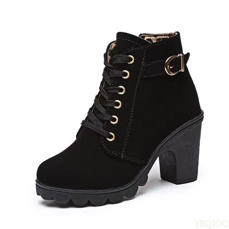Fashion New Spring Winter Women Pumps Boots High Lace-up Ladies Shoes Simple comfortable versatile High Heels Boots