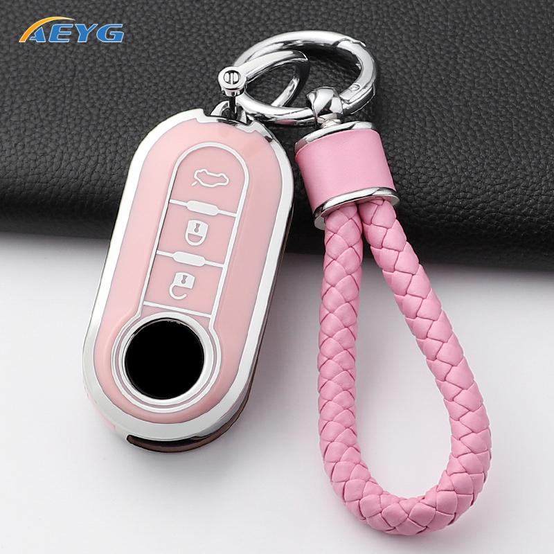 Car Key Case Cover for Fiat 500 Ducato Panda 500L Punto Lancia Musa for Citroen Car Keyring Luxury Keychain Interior Accessories
