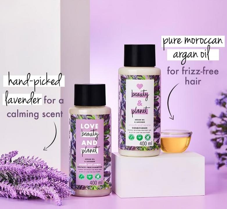 Love Beauty & Planet Argan Oil and Lavender Sulfate Free Smooth and Serene Shampoo 200ml