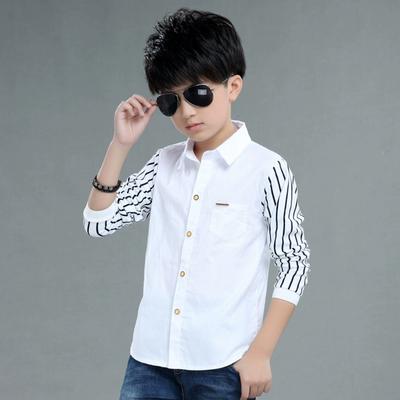Teen Baby Kids Boys Long Sleeve Stripe Fastener Gentleman Shirt Tops Clothes