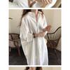 Korean Light and Elegant Lazy Style Super Long Shirt-style Long Dress Cotton and Linen Sunscreen Clothes Are Simple Over the Knee