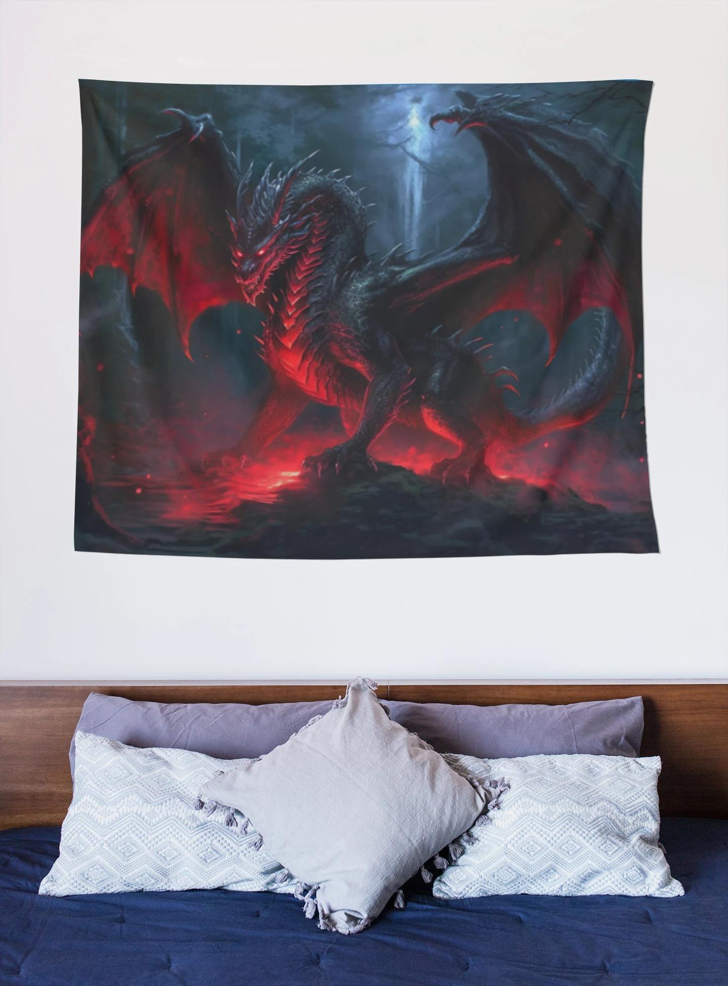 Dark Fantasy Fire Dragon Tapestry Gothic Style Lava Dragon Background Cloth Atmosphere Decoration Room Decoration 100X70CM