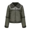 Womens Faux Leather Suede Jacket Winter Warm Lined Casual Windproof Coat Loose Fit