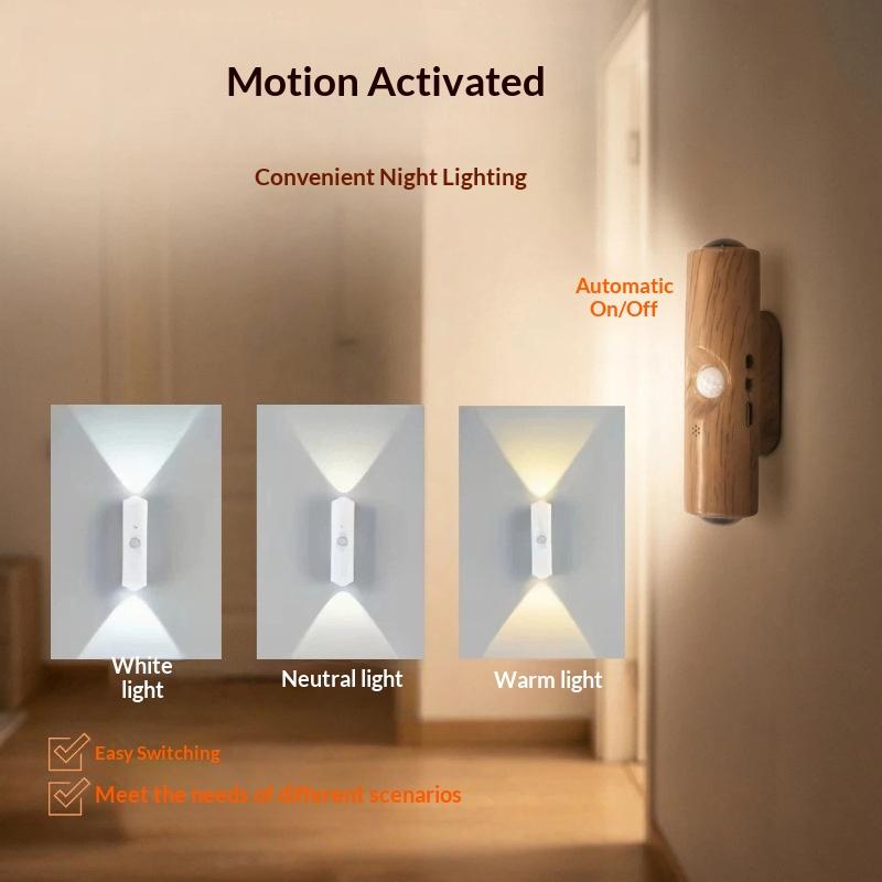 Lampă de perete magnetică reîncărcabilă cu LED, senzor de mișcare, lumină de culoare, lumină de noapte, lumini automate pentru cameră