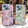 Dirt-resistant Wrist Strap Phone Case For Blackview Oscal C80 Cartoon Wristband Kickstand Silicone Cute Soft Case Ring