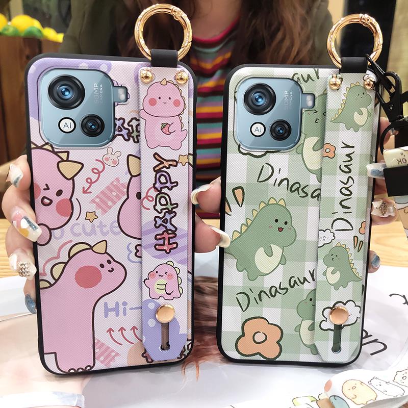 Dirt-resistant Wrist Strap Phone Case For Blackview Oscal C80 Cartoon Wristband Kickstand Silicone Cute Soft case Ring