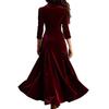 Robe longue unie pour femme, style européen et américain, avec revers boutonnée, jupe évasée cintrée à la taille et manches sept-quarts, pour 2025.