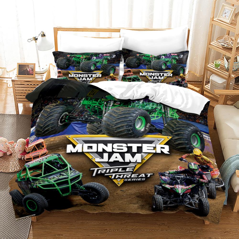 Monster Jam Bedding Set Single Twin Full Queen King Size Monster Jam F1 Bed Set Aldult Kid Bedroom Duvetcover Sets 3D Anime 022