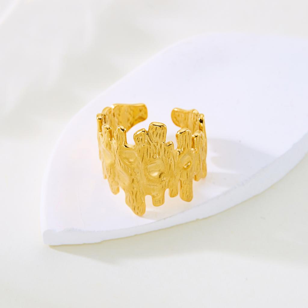 Stainless Steel Shell Rings For Women Vintage Gold Color Starfish Conch Adjustable Finger Ring Summer Ocean Beach Party Jewelry