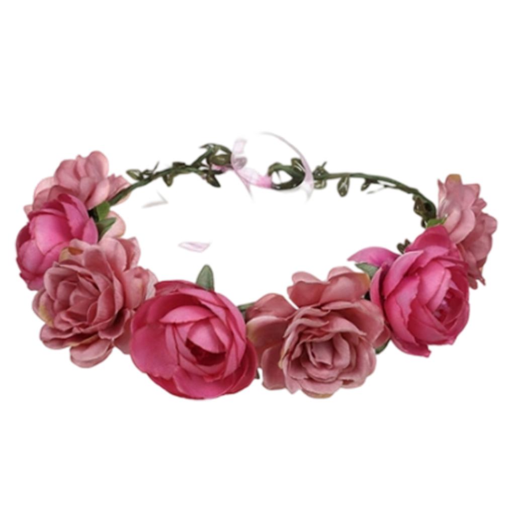 Wedding Bridal Hair Wreath Lightweight Flower Maternity Headband Multifunctional Rose Leaves Hair Wreath Party Hair Accessories