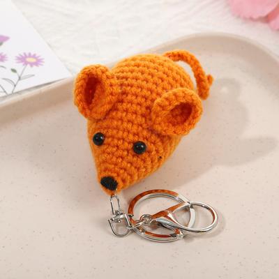 New Creative Wool Crocheted Small Mouse Home Room Decoration Handmade Knitted Mouse Backpack Ornaments Couple Cute Keychain