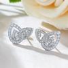 New Vintage 100% Pure 925 Sterling Silver Earrings Pave Full Zirconia Lucky Leaf Flowers Ear Stud For Women Luxury Fine Jewelry