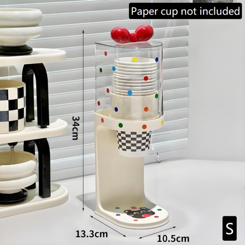 Bow Water Cup Dispenser, Water Dispenser Disposable Cup Holder Rack Flat Bottom Cups, Pull Type Paper Water Cup Dispenser